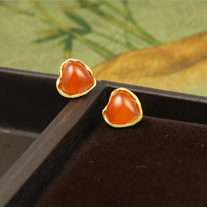 Xiaoyinjiang Agate Stud Earrings Women's-4
