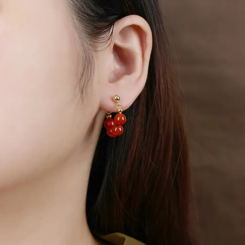 Xiaoyinjiang Agate Jade Ear Cuff Ear Ornament Traditional Chinese Style Accessory Women's-1