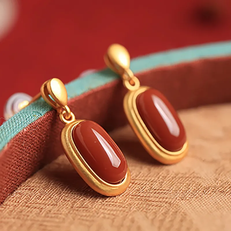 Xiaoyinjiang Agate Ear Ornament Jade Earring Women's-4