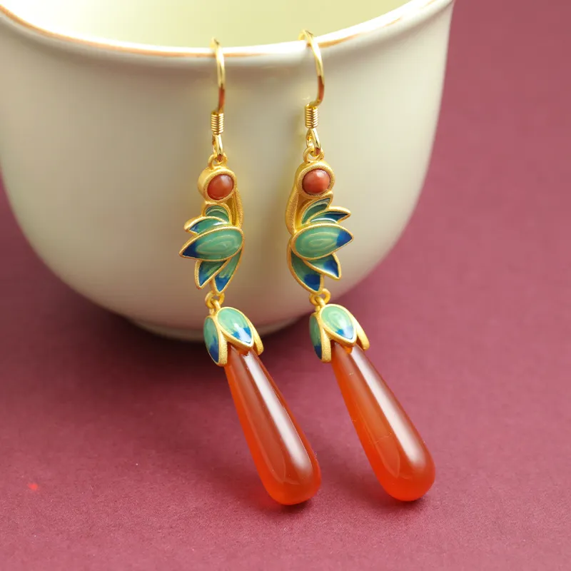 Xiaoyinjiang Agate Earrings Women's-3