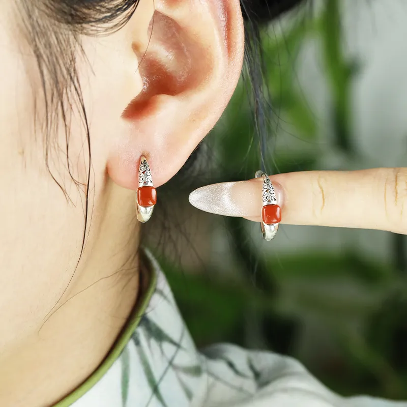 Xiaoyinjiang Agate Earrings Women's-11