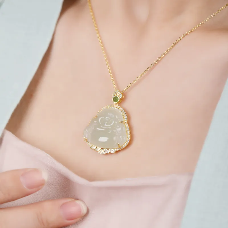 Xiaoyinjiang Necklaces Pale Greenish White Jade Women's-1