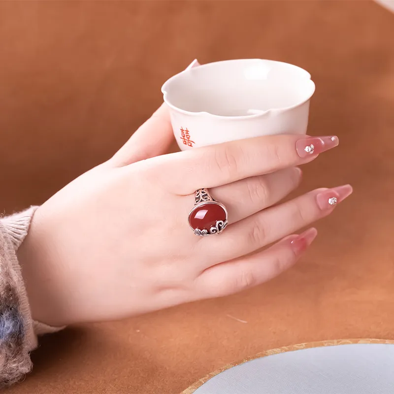 Xiaoyinjiang Agate Rings Women's-3