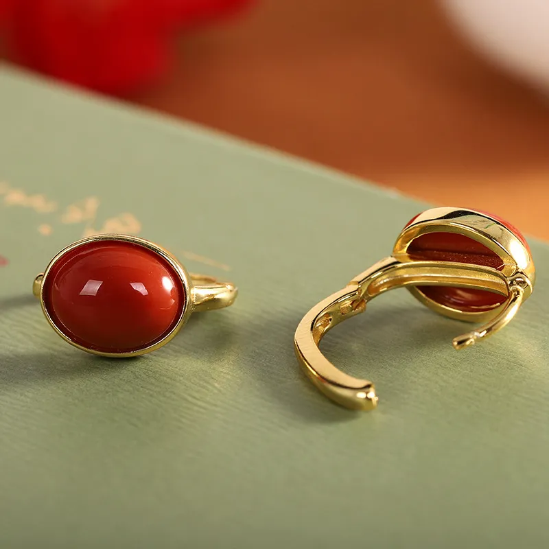 Xiaoyinjiang Agate Hoop Earrings Ear Cuff Earrings Women's-6
