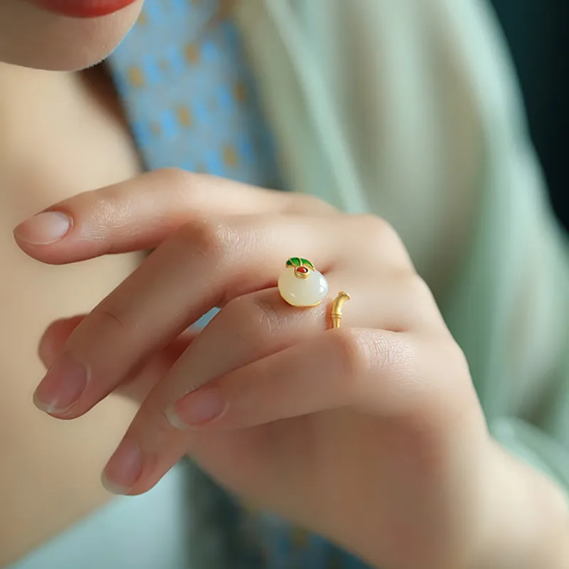 Xiaoyinjiang Hetian Jade Rings Women's Pale Greenish White Jade-1