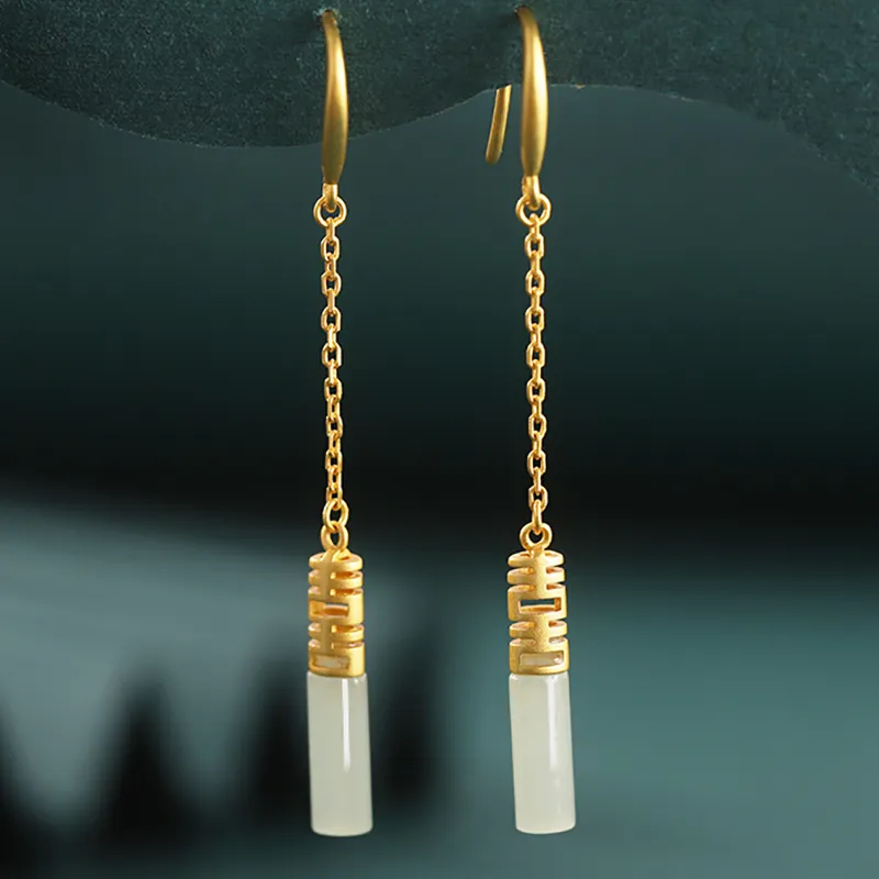 Xiaoyinjiang Agate Hoop Earrings Earrings Silver Earrings Women's-9