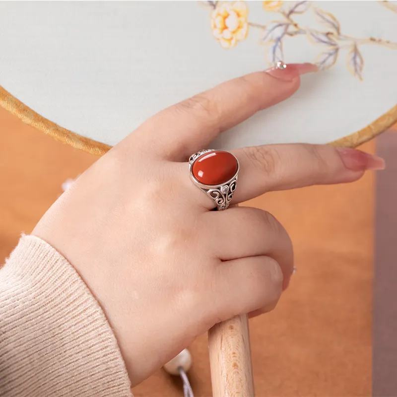 Xiaoyinjiang Agate Rings Women's-3