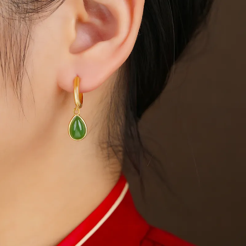 Xiaoyinjiang Hetian Jade Earrings Jasper Women's-2