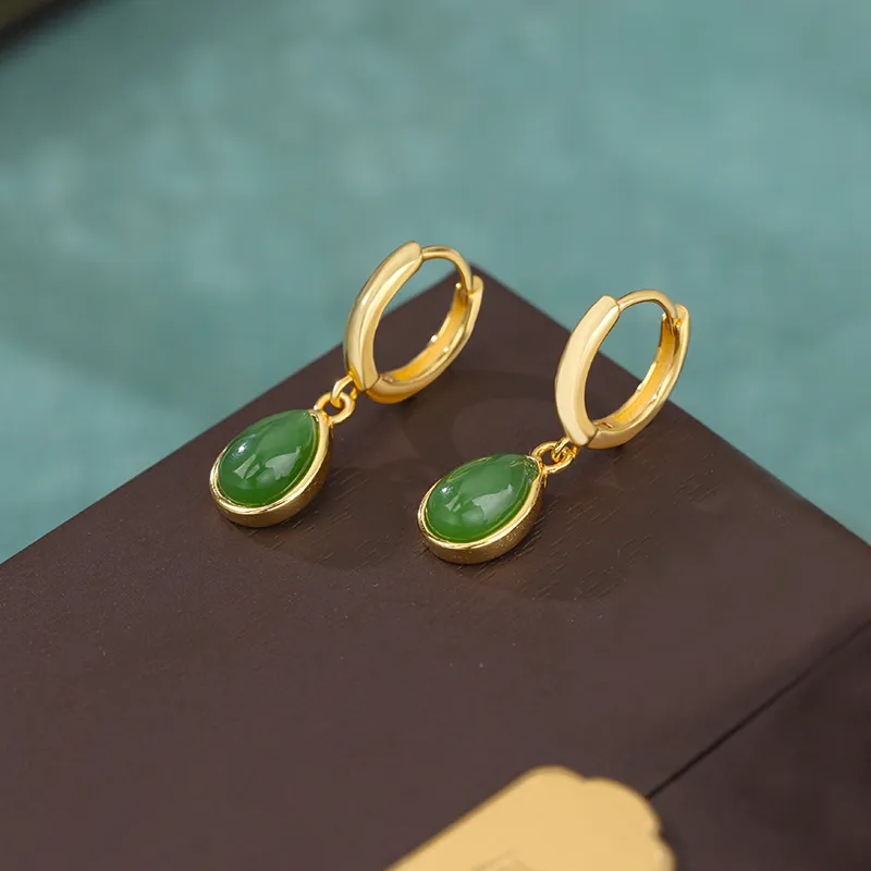 Xiaoyinjiang Hetian Jade Earrings Jasper Women's-5