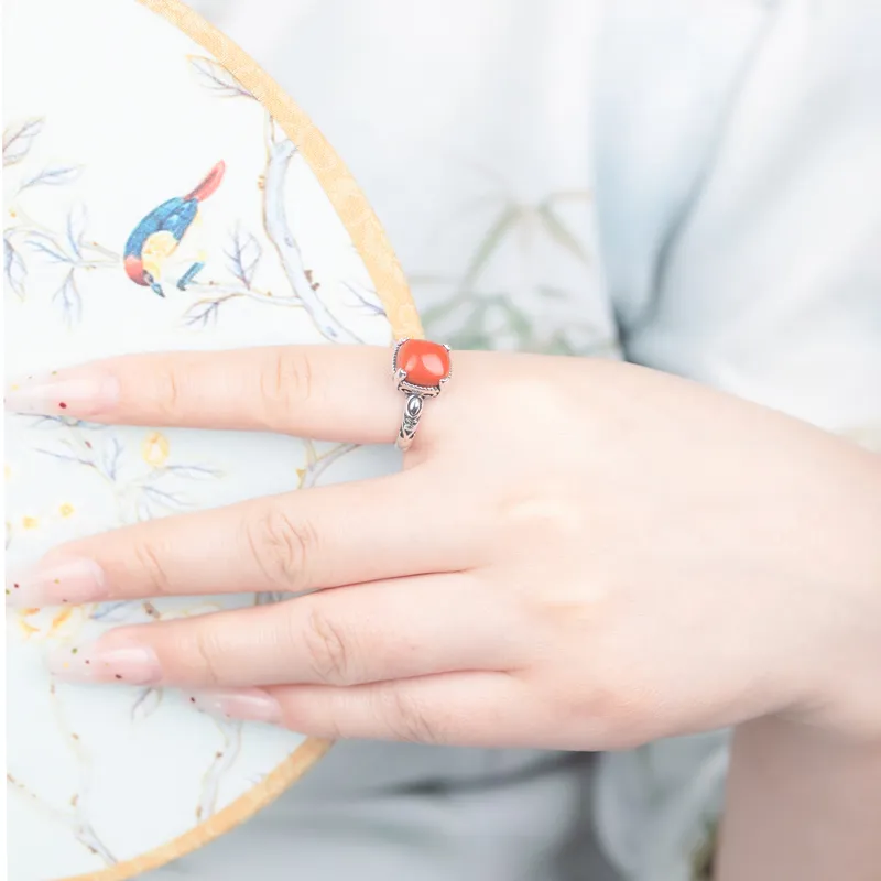 Xiaoyinjiang Natural Agate Rings Women's-4