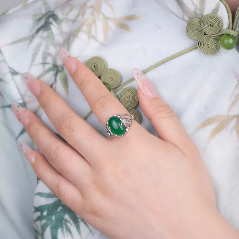 Xiaoyinjiang Natural Chalcedony Rings Women's-1