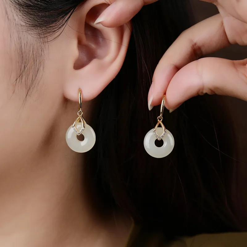 Xiaoyinjiang Hetian Jade Earrings Women's-2