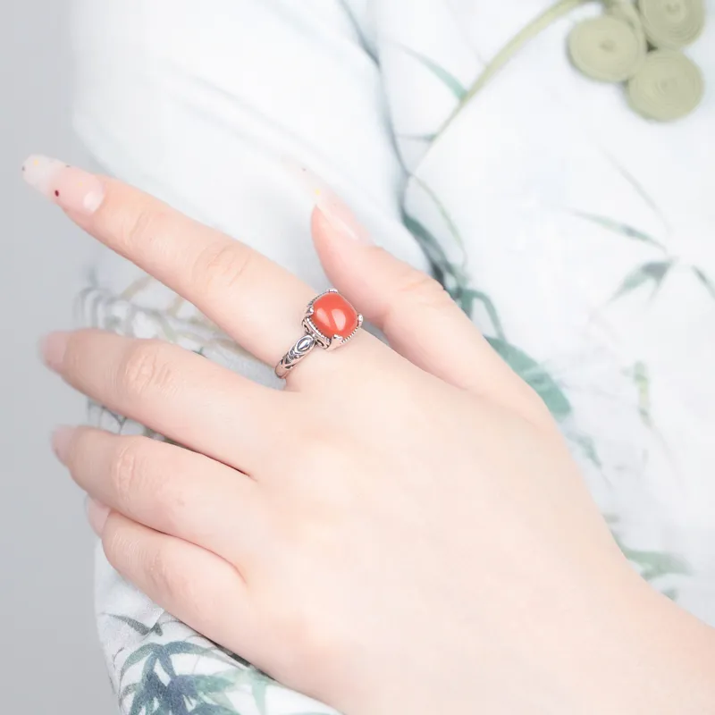 Xiaoyinjiang Natural Agate Rings Women's-1