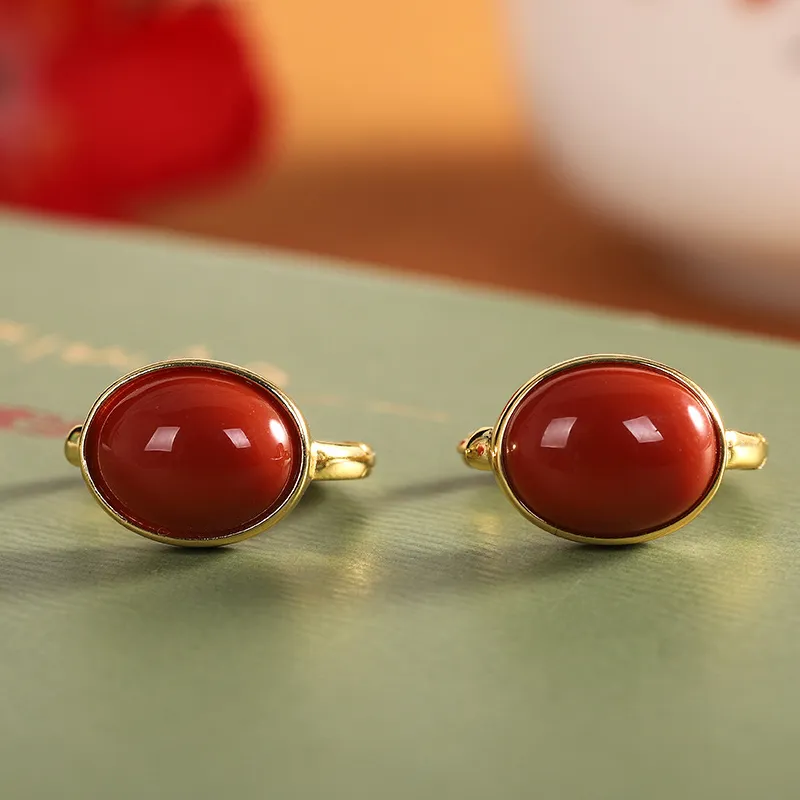 Xiaoyinjiang Agate Hoop Earrings Ear Cuff Earrings Women's-5