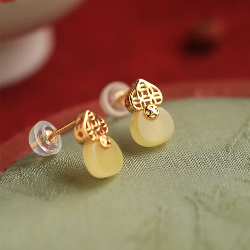 Xiaoyinjiang 925 Sterling Silver Beeswax Earrings Silver Studs Women's-5