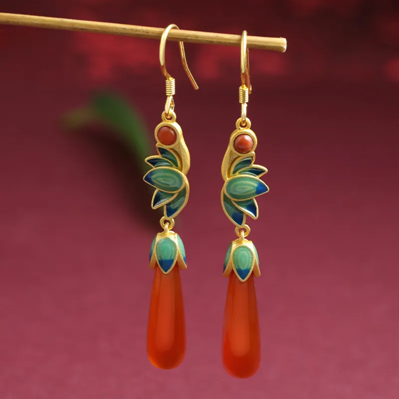 Xiaoyinjiang Agate Earrings Women's-2