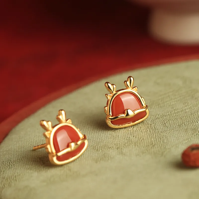 Xiaoyinjiang Agate Stud Earrings Ear Ornaments Jade Ear Ornaments Women's-4