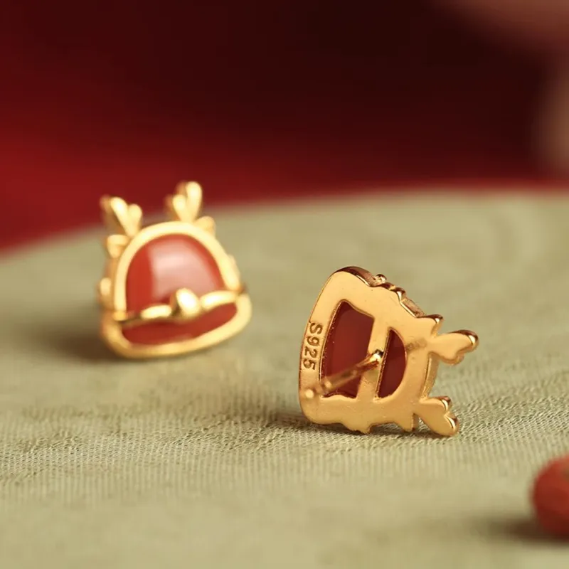 Xiaoyinjiang Agate Stud Earrings Ear Ornaments Jade Ear Ornaments Women's-5