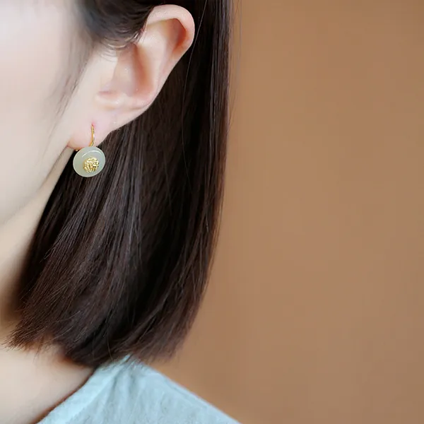 Xiaoyinjiang Hetian Jade Earrings Women's-1