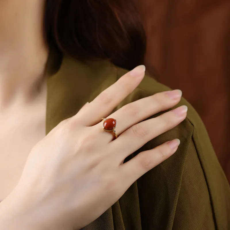 Xiaoyinjiang Agate Jade Rings Women's-2