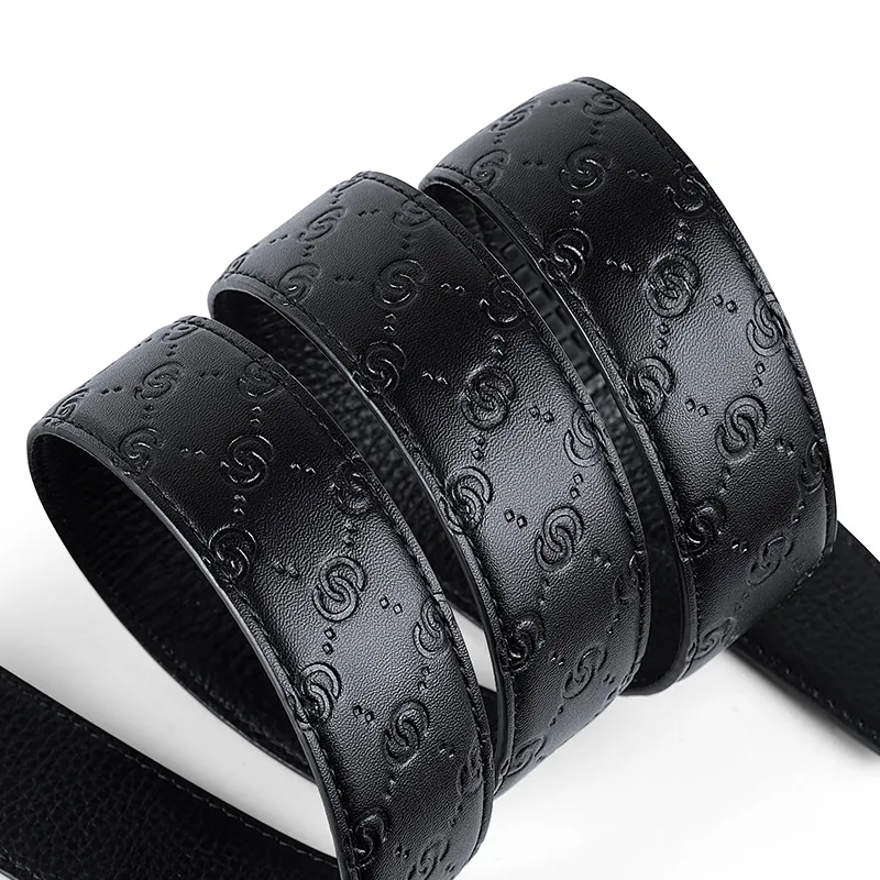 AUGTARLION Youth Business Casual Dress Pants Belt Cow Leather Automatic Buckle Belt Men's Gunmetal Width  3.5cm-4
