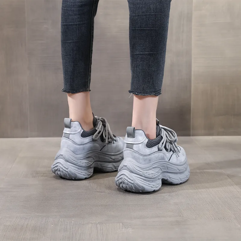 NRDROFFICIAL Cushioned Slip-Resistant Abrasion-Resistant Low-Top Chunky Sneakers Women's-8