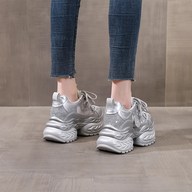 NRDROFFICIAL Cushioned Slip-Resistant Abrasion-Resistant Low-Top Chunky Sneakers Women's-9