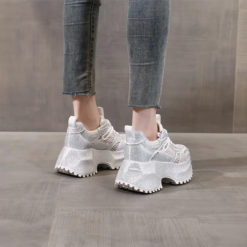 NRDROFFICIAL Cushioning Moisture Wicking Abrasion Resistant Lightweight Slip Resistant Low Top Chunky Sneakers Women's-3