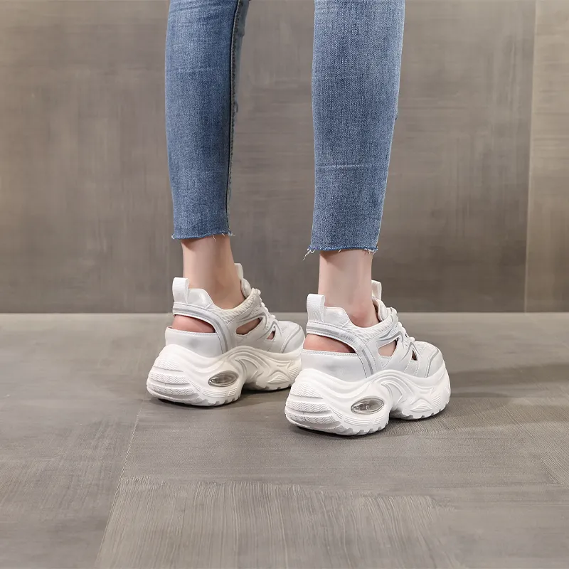 NRDROFFICIAL Cushioning Abrasion Resistant Lightweight Slip Resistant Low Top Chunky Sneakers Women's-3