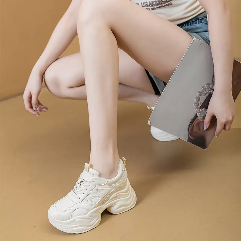 NRDROFFICIAL Cushioned Anti-Slip Wear-Resistant Breathable Moisture-Wicking Lightweight Low-Top Chunky Sneakers Women's-5