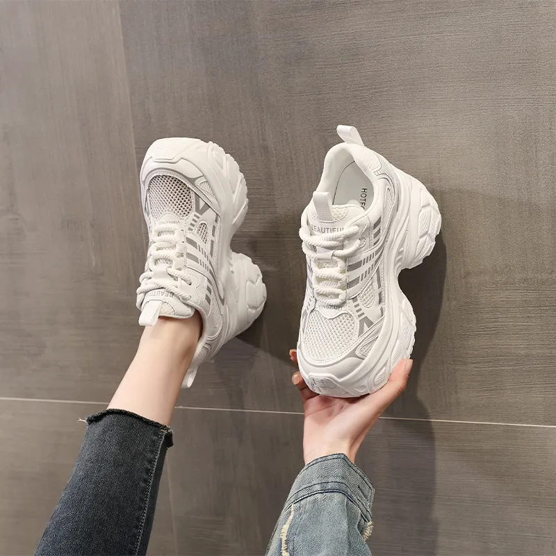 NRDROFFICIAL Cushioning Abrasion Resistant Lightweight Slip Resistant Low Top Chunky Sneakers Women's-2