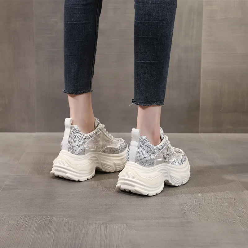 NRDROFFICIAL Slip Resistant, Abrasion Resistant, Lightweight Low Top Chunky Sneakers Women's-8