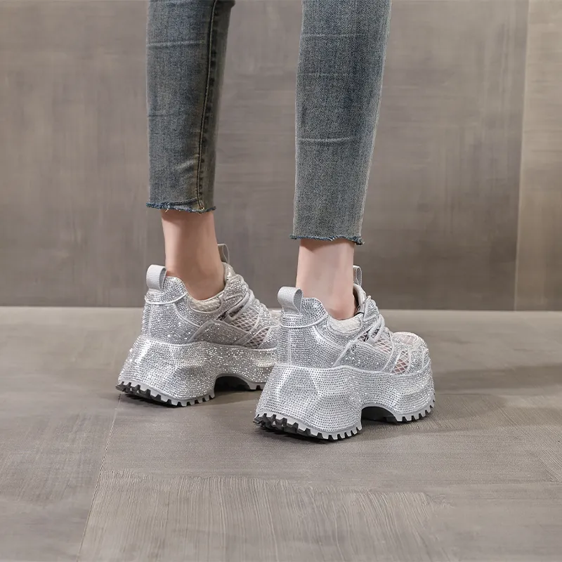 NRDROFFICIAL Cushioning Moisture Wicking Abrasion Resistant Lightweight Slip Resistant Low Top Chunky Sneakers Women's-8