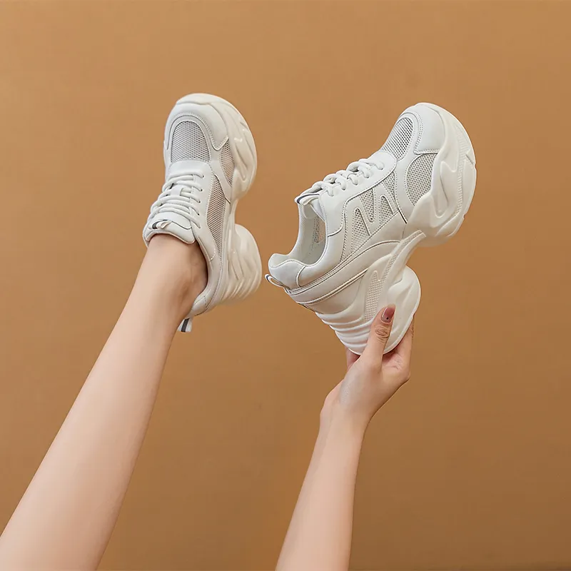 NRDROFFICIAL Cushioned Anti-Slip Wear-Resistant Breathable Moisture-Wicking Lightweight Low-Top Chunky Sneakers Women's-10