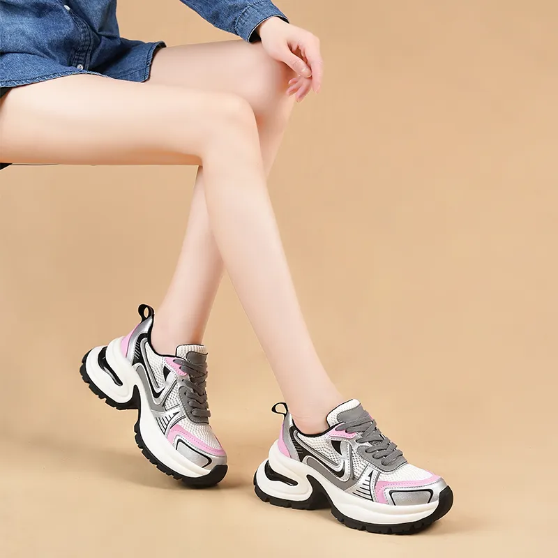 NRDROFFICIAL Height Increasing Breathable Low-Top Chunky Sneakers Women's-5