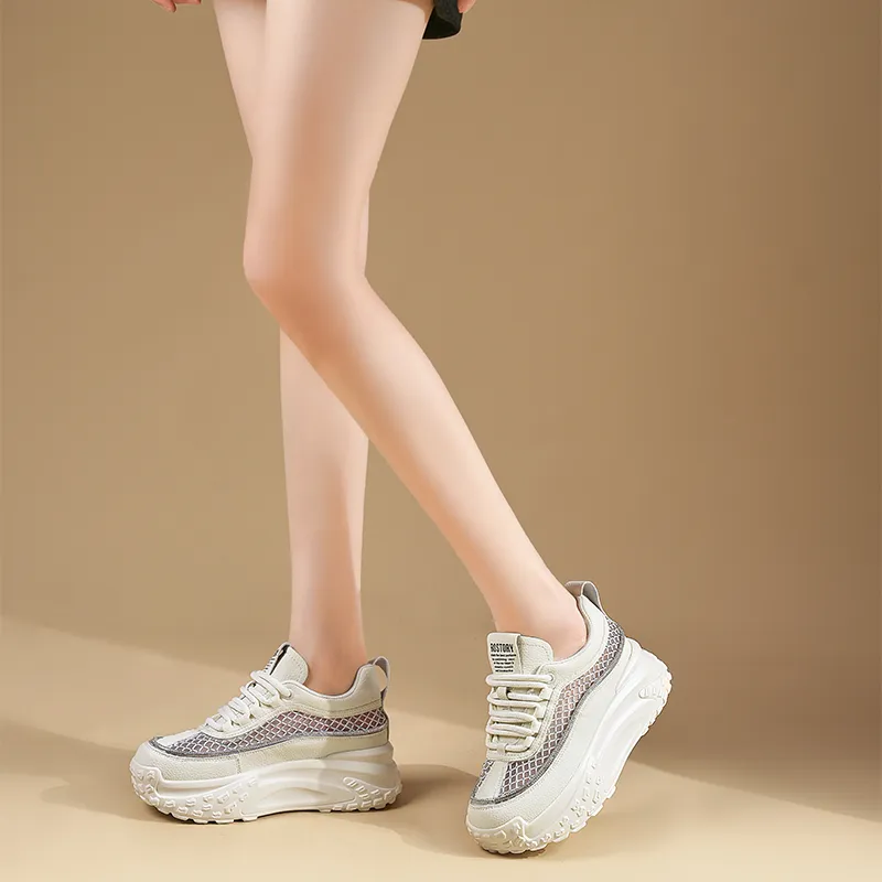 NRDROFFICIAL Abrasion Resistant Lightweight Slip Resistant Low Top Chunky Sneakers Women's-3