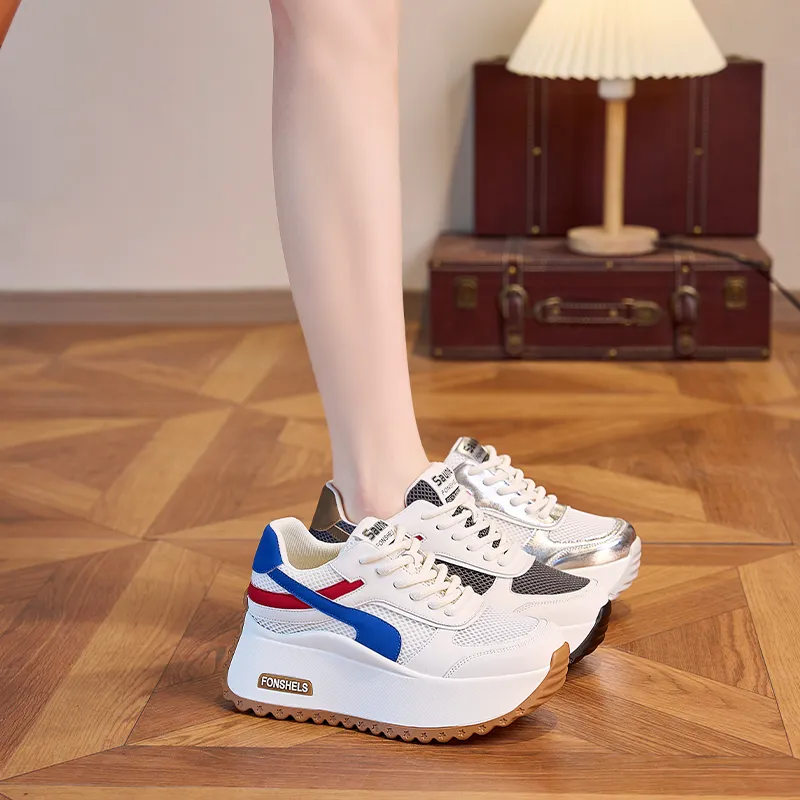NRDROFFICIAL Cushioning Abrasion Resistant Lightweight Breathable Slip Resistant Low Top Chunky Sneakers Women's-1