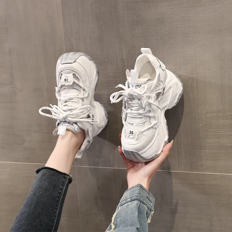 NRDROFFICIAL Cushioning Balance Abrasion Resistant Lightweight Slip Resistant Low Top Chunky Sneakers Women's-2