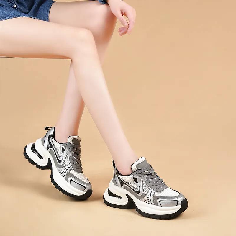 NRDROFFICIAL Height Increasing Breathable Low-Top Chunky Sneakers Women's-10
