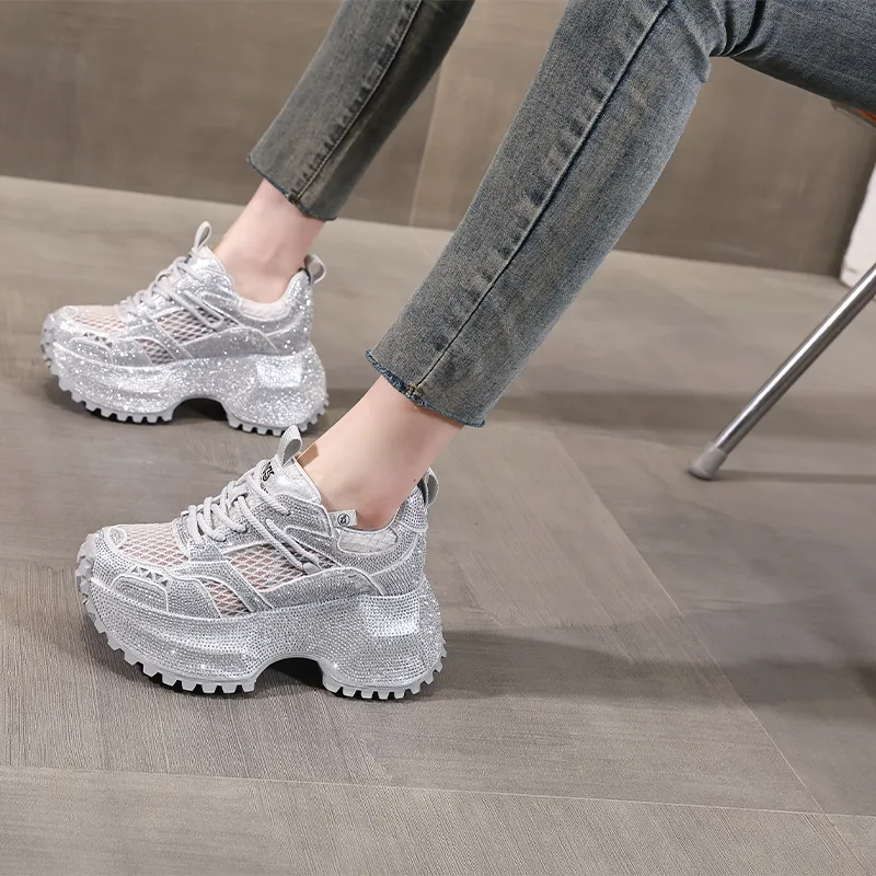 NRDROFFICIAL Cushioning Moisture Wicking Abrasion Resistant Lightweight Slip Resistant Low Top Chunky Sneakers Women's-9