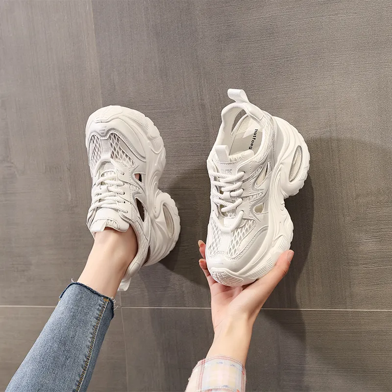 NRDROFFICIAL Cushioning Abrasion Resistant Lightweight Slip Resistant Low Top Chunky Sneakers Women's-2