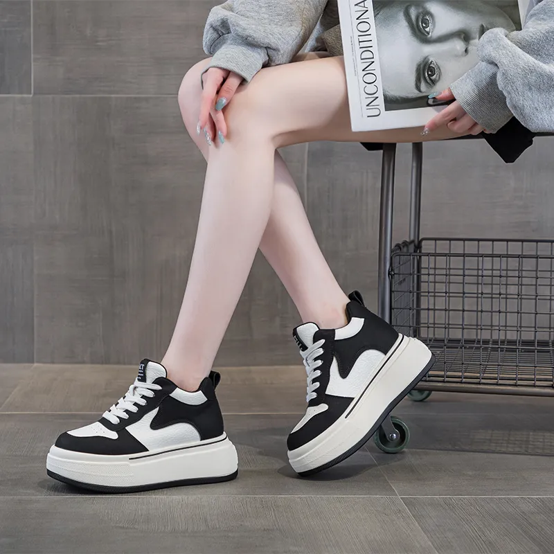 NRDROFFICIAL Skateboard Shoes Women's High Top Black White, Black Red-12