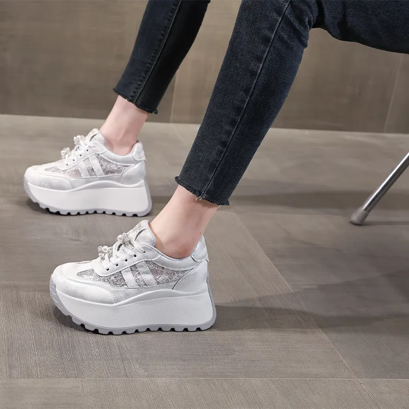 NRDROFFICIAL Cushioning Abrasion Resistant Breathable Low Top Chunky Sneakers Women's-4