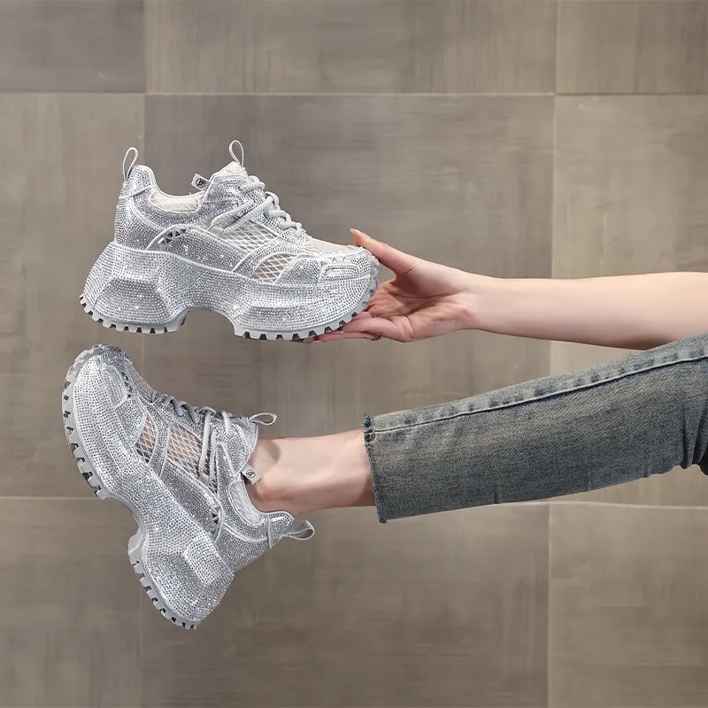 NRDROFFICIAL Cushioning Moisture Wicking Abrasion Resistant Lightweight Slip Resistant Low Top Chunky Sneakers Women's-6