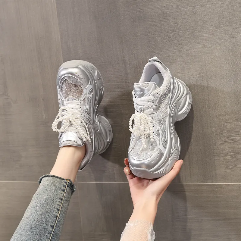 NRDROFFICIAL Cushioning Abrasion Resistant Lightweight Slip Resistant Low Top Chunky Sneakers Women's-8