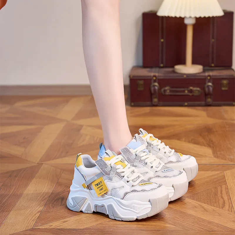 NRDROFFICIAL Balance Abrasion Resistant Lightweight Breathable Slip Resistant Low Top Chunky Sneakers Women's-6