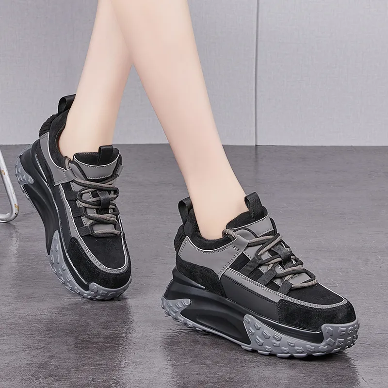 NRDROFFICIAL Warm Cushioning Wear-Resistant Lightweight Slip-Resistant Low-Top Chunky Sneakers Women's-6