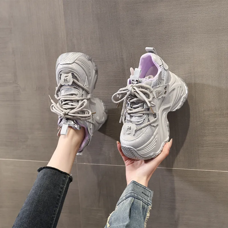 NRDROFFICIAL Cushioning Balance Abrasion Resistant Lightweight Slip Resistant Low Top Chunky Sneakers Women's-7