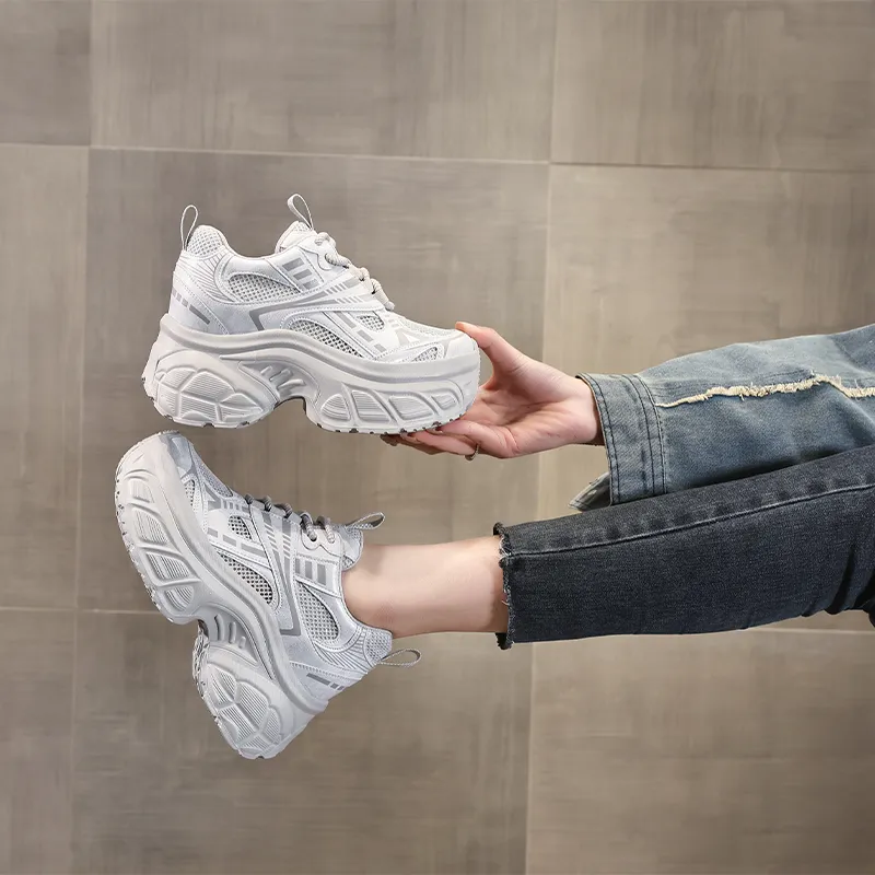 NRDROFFICIAL Cushioning Abrasion Resistant Lightweight Slip Resistant Low Top Chunky Sneakers Women's-6
