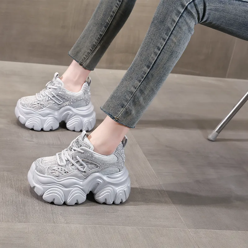 NRDROFFICIAL Cushioning, Slip Resistant, And Abrasion Resistant Low Top Chunky Sneakers Women's-9